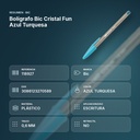 BOLÍGRAFO BIC CRISTAL FUN AZUL TURQUESA  - resumen de atributos