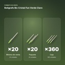 BOLÍGRAFO BIC CRISTAL FUN VERDE CLARO - formato de venta: paquete de 20, caja de 360