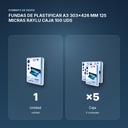 FUNDAS DE PLASTIFICAR A3 303x426 MM 125 MICRAS RAYLU CAJA 100 UDS - formato de venta: caja de 5