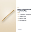 BOLÍGRAFO BIC CRISTAL ORO TINTA AZUL - características principales