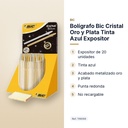 BOLÍGRAFO BIC CRISTAL ORO Y PLATA TINTA AZUL EXPOSITOR - características principales