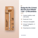 BOLÍGRAFO BIC CRISTAL RE’NEW AZUL BLÍSTER 1 UD + 2 RECAMBIOS - características principales