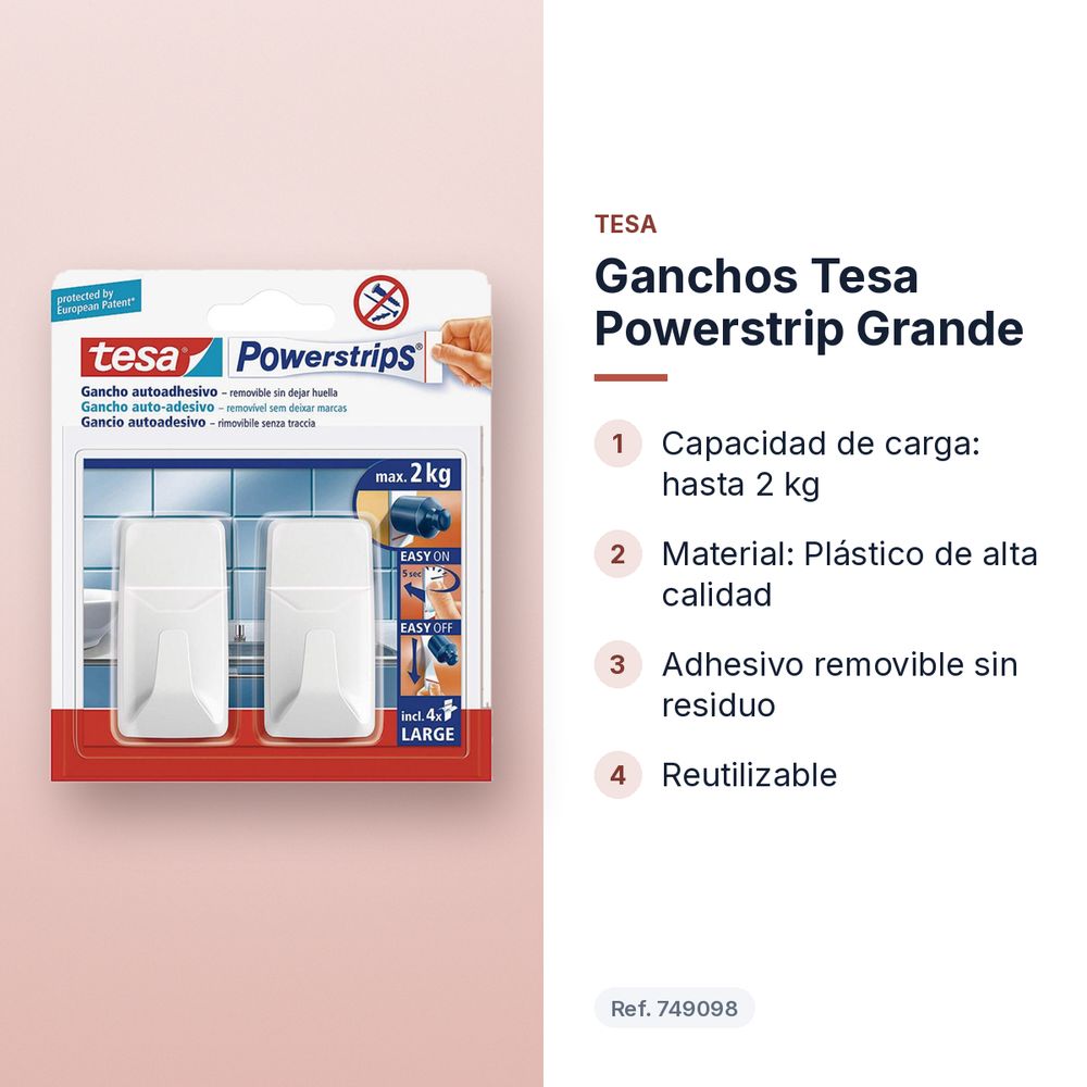 GANCHOS TESA POWERSTRIP GRANDE - características principales