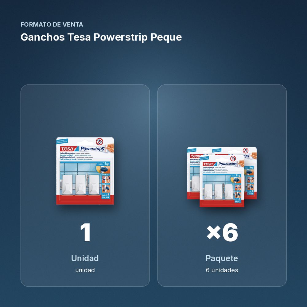GANCHOS TESA POWERSTRIP PEQUE - formato de venta: paquete de 6