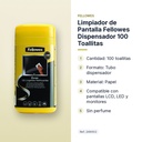 LIMPIADOR DE PANTALLA FELLOWES DISPENSADOR 100 TOALLITAS - características principales