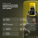 LIMPIADOR DE PANTALLA FELLOWES DISPENSADOR 100 TOALLITAS - resumen de atributos