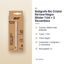 BOLÍGRAFO BIC CRISTAL RE’NEW NEGRO BLÍSTER 1 UD + 2 RECAMBIOS - características principales