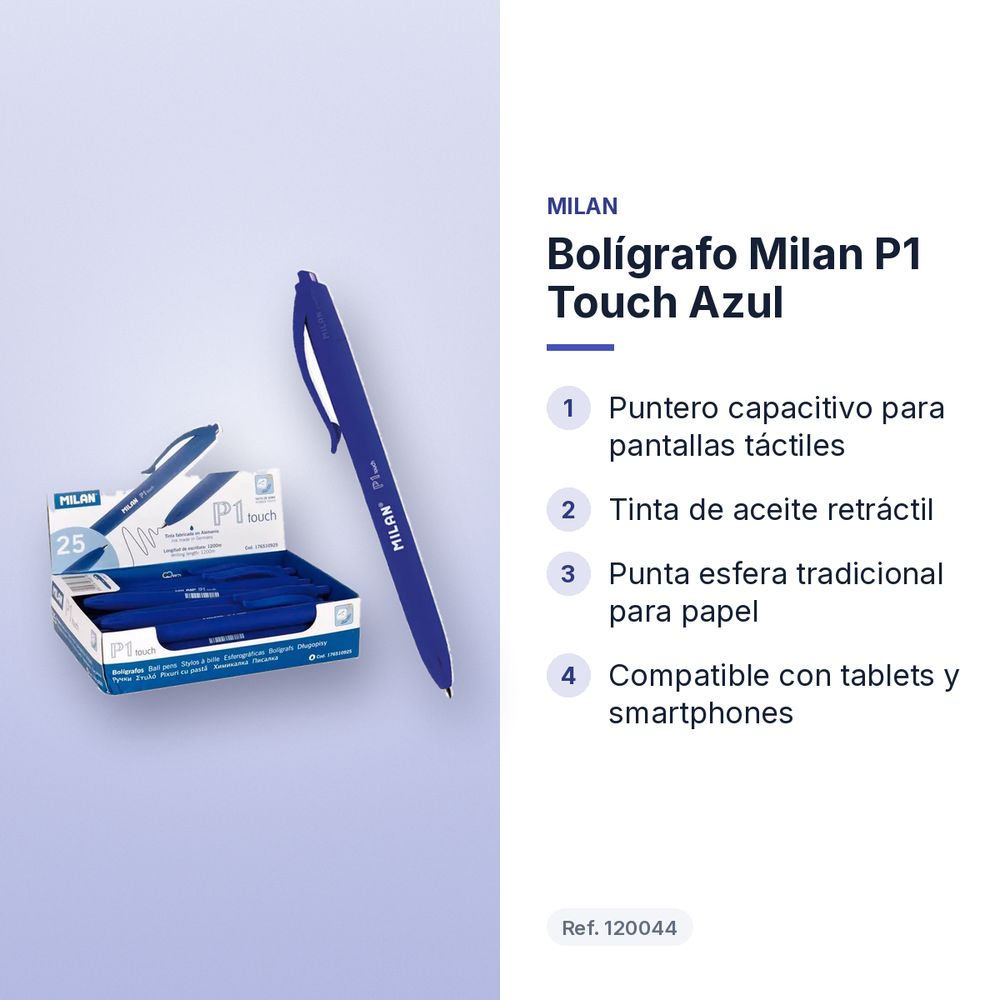 BOLÍGRAFO MILAN P1 TOUCH AZUL - características principales
