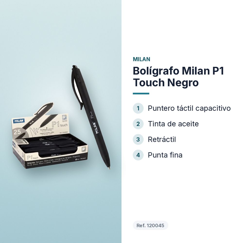 BOLÍGRAFO MILAN P1 TOUCH NEGRO - características principales