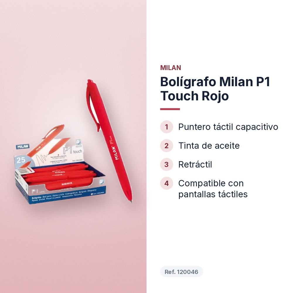 BOLÍGRAFO MILAN P1 TOUCH ROJO - características principales
