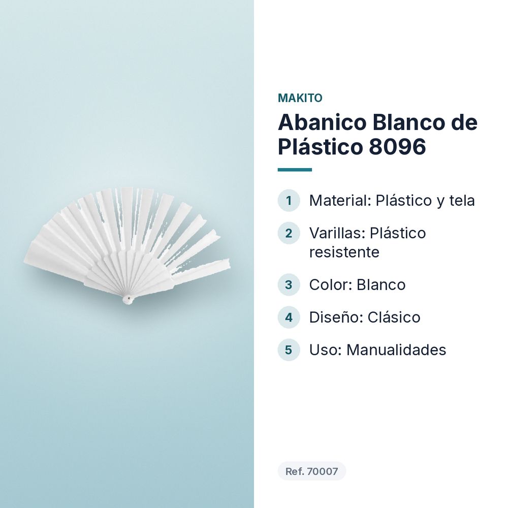 ABANICO BLANCO DE PLÁSTICO 8096 - características principales