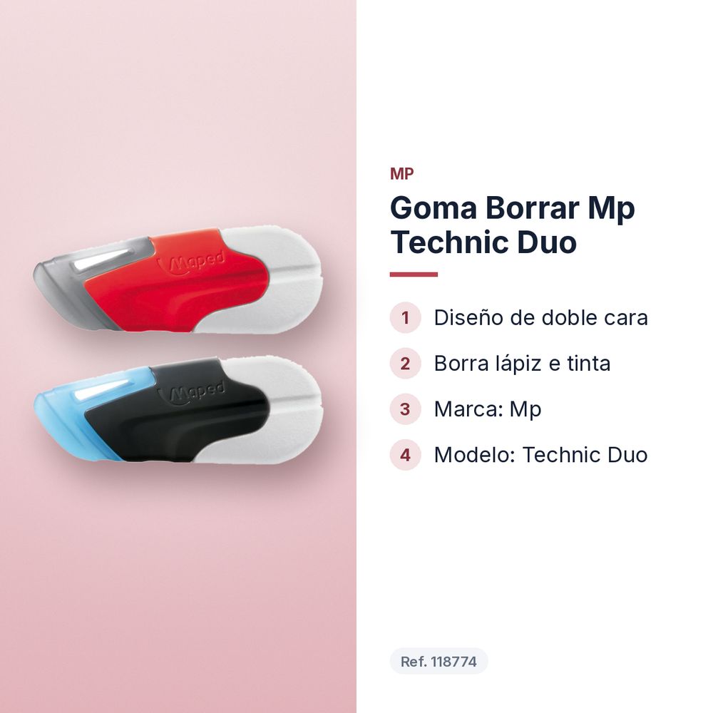 GOMA BORRAR MP TECHNIC DUO - características principales