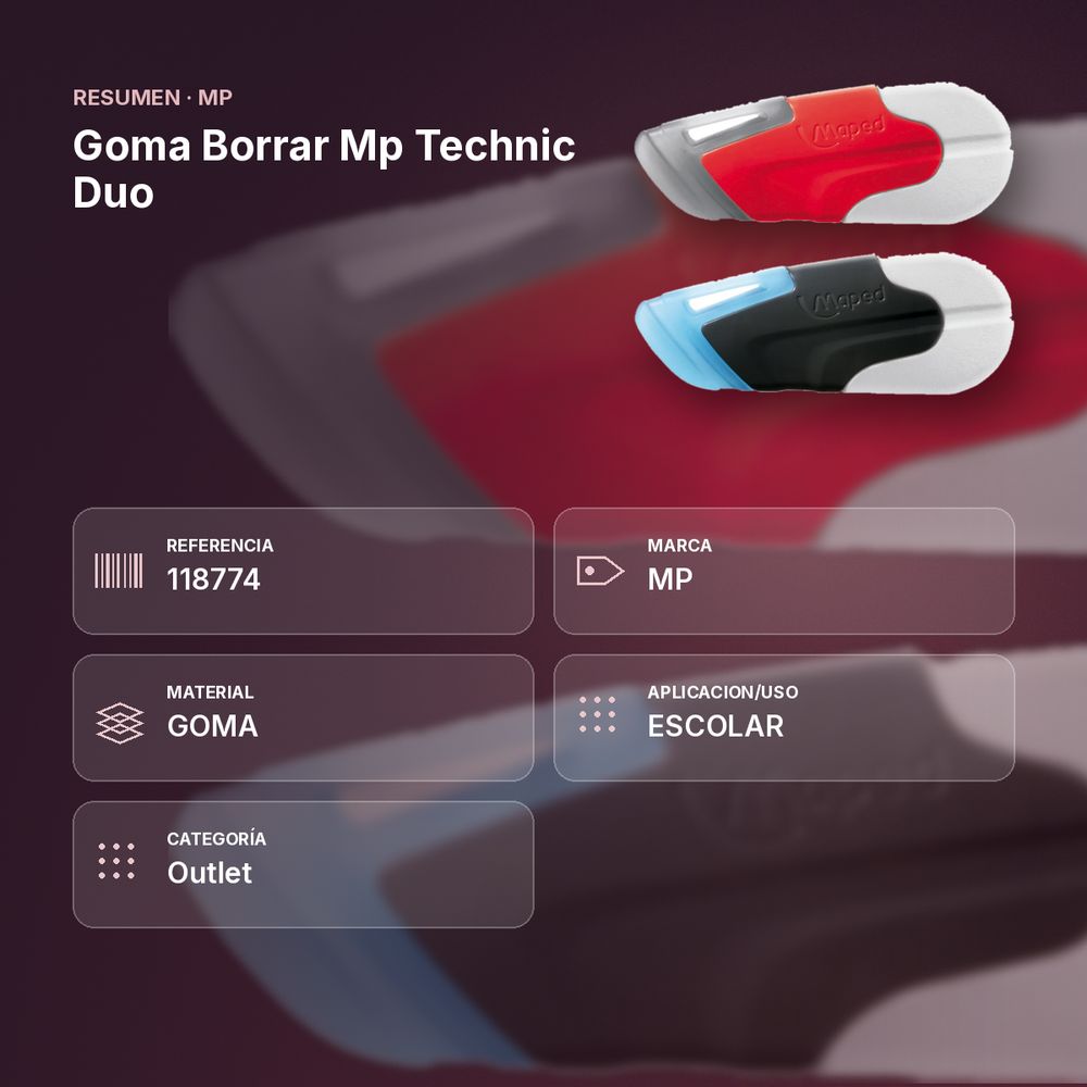 GOMA BORRAR MP TECHNIC DUO - resumen de atributos
