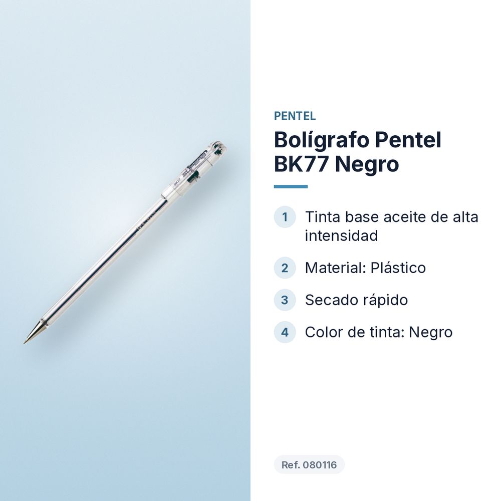 BOLÍGRAFO PENTEL BK77 NEGRO - características principales