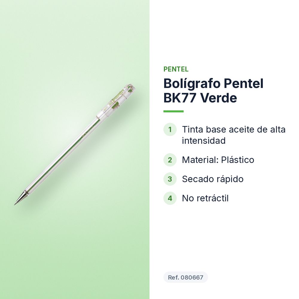 BOLÍGRAFO PENTEL BK77 VERDE - características principales