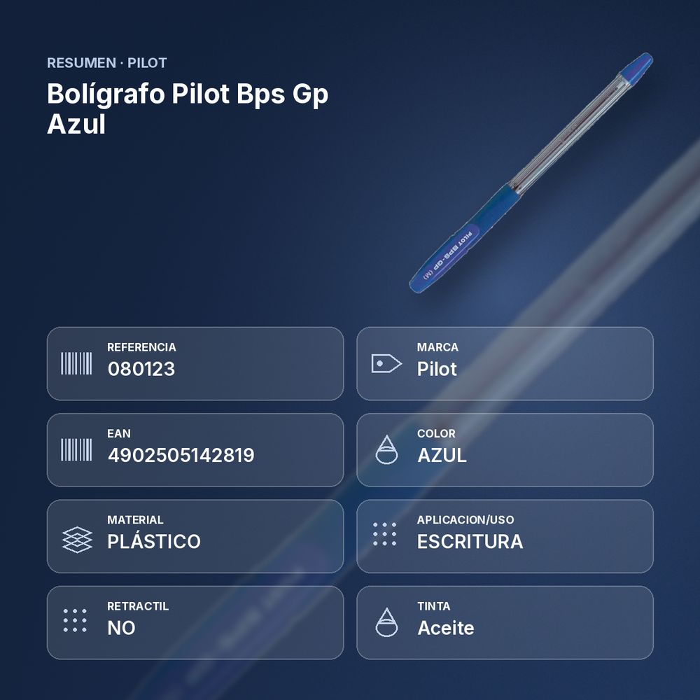 BOLÍGRAFO PILOT BPS GP AZUL  - resumen de atributos
