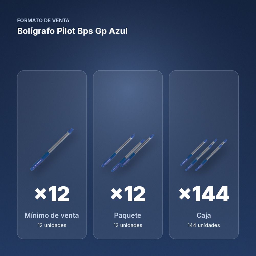 BOLÍGRAFO PILOT BPS GP AZUL  - formato de venta: paquete de 12, caja de 144, palé de 864