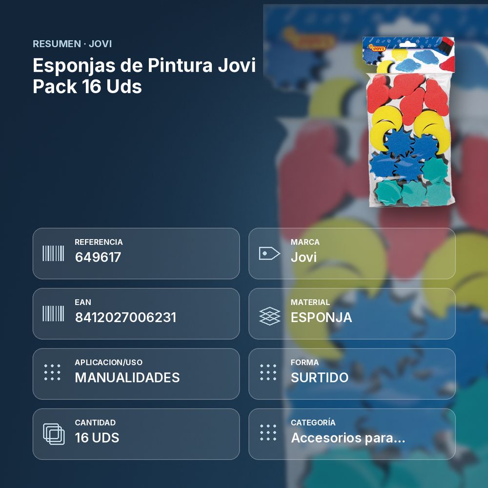 ESPONJAS DE PINTURA JOVI PACK 16 UDS  - resumen de atributos