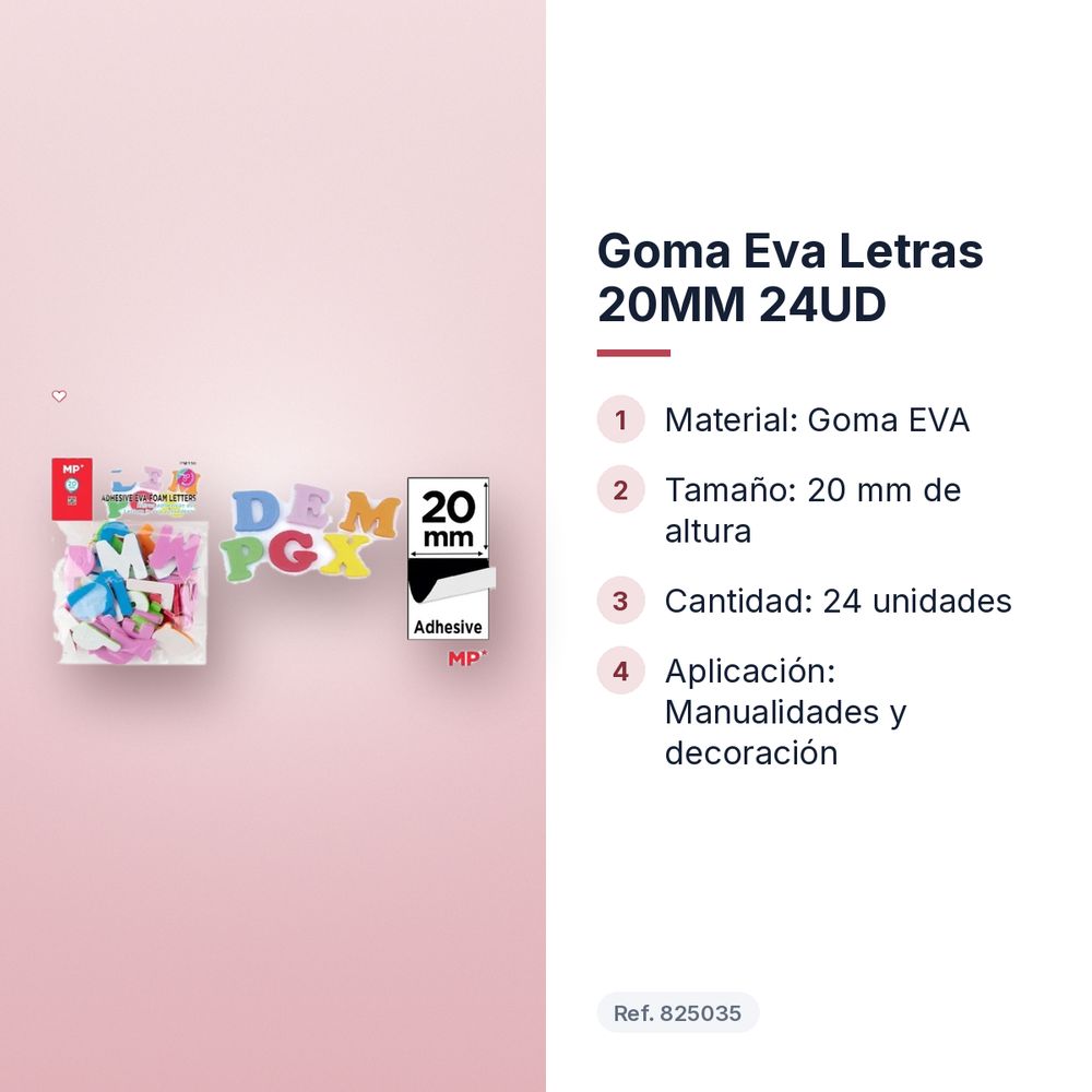 GOMA EVA LETRAS 20MM 24UD - características principales