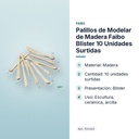 PALILLOS DE MODELAR DE MADERA FAIBO BLISTER 10 UNIDADES SURTIDAS - características principales
