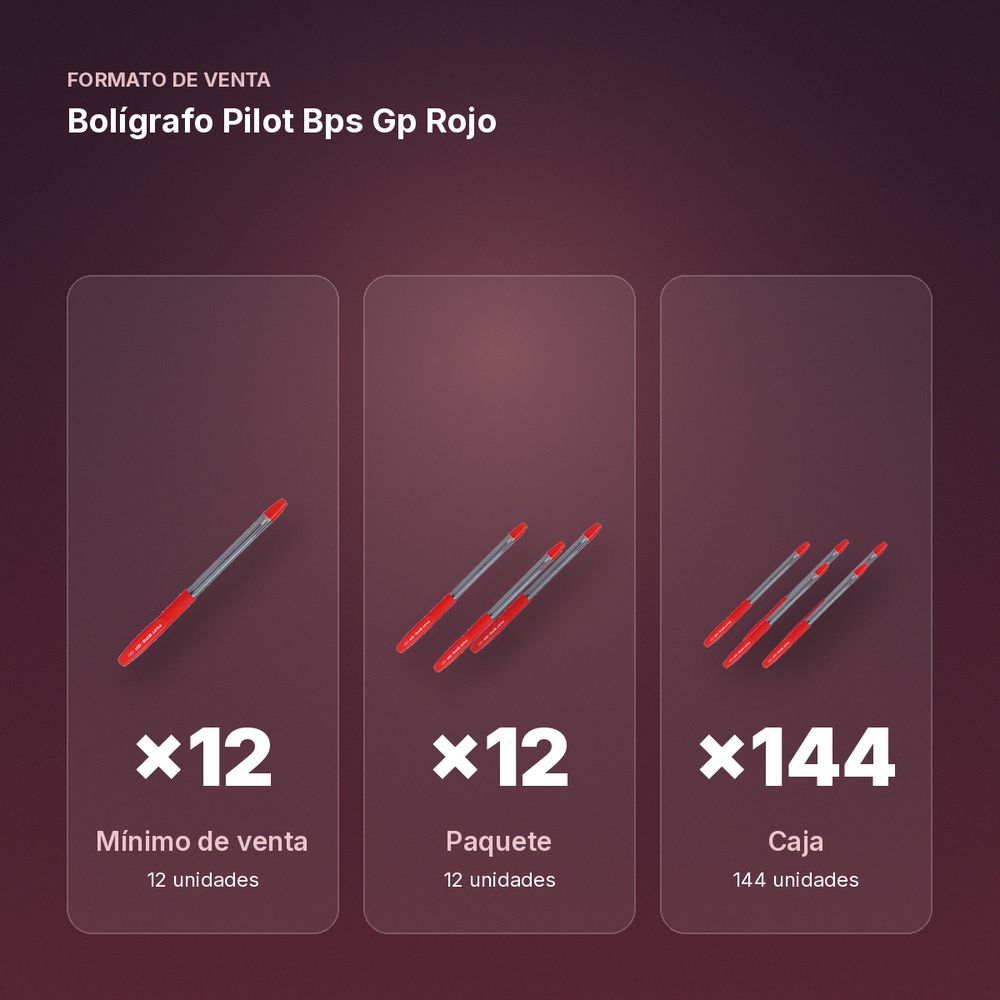 BOLÍGRAFO PILOT BPS GP ROJO - formato de venta: paquete de 12, caja de 144, palé de 864