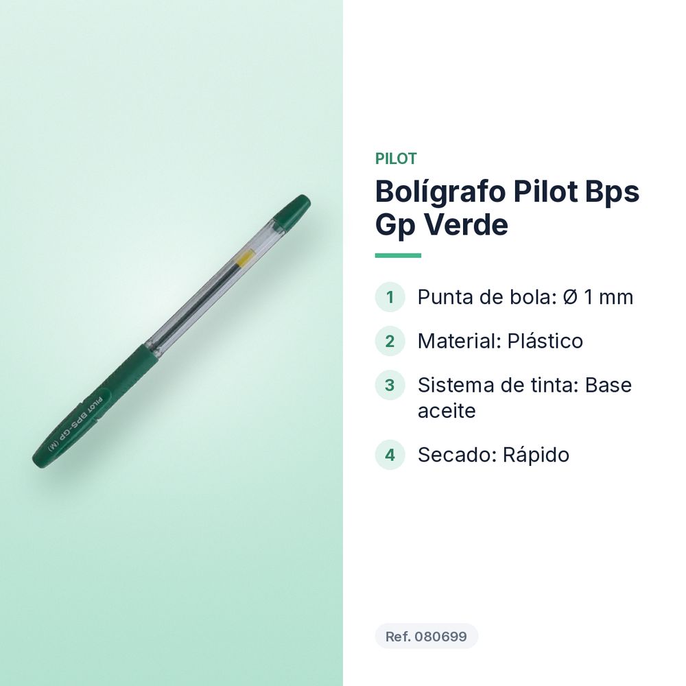 BOLÍGRAFO PILOT BPS GP VERDE - características principales