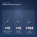 BOLÍGRAFO PILOT SUPER GRIP AZUL - formato de venta: paquete de 12, caja de 144, palé de 864