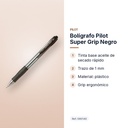 BOLÍGRAFO PILOT SUPER GRIP NEGRO - características principales