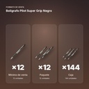 BOLÍGRAFO PILOT SUPER GRIP NEGRO - formato de venta: paquete de 12, caja de 144, palé de 864