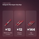 BOLÍGRAFO PILOT SUPER GRIP ROJO - formato de venta: paquete de 12, caja de 144, palé de 864