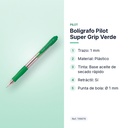 BOLÍGRAFO PILOT SUPER GRIP VERDE - características principales