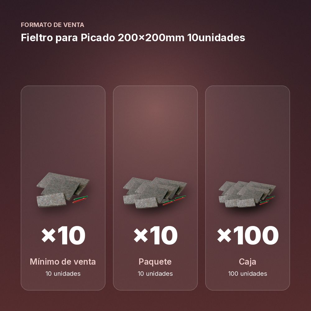 FIELTRO PARA PICADO 200X200MM 10UNIDADES - formato de venta: paquete de 10, caja de 100