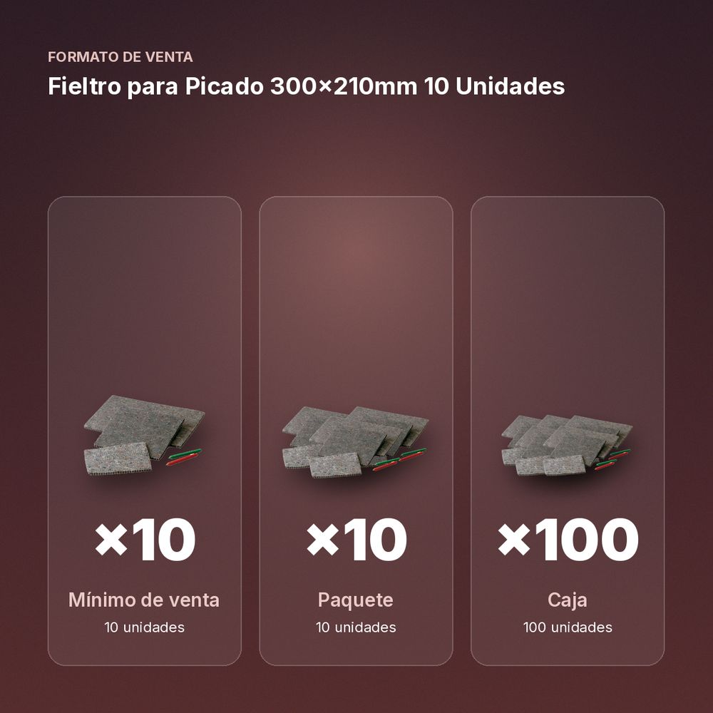 FIELTRO PARA PICADO 300X210MM 10 UNIDADES - formato de venta: paquete de 10, caja de 100