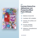 FORMAS GOMA EVA ADHESIVAS CON PURPURINA MAXI PACK 450UDS - características principales