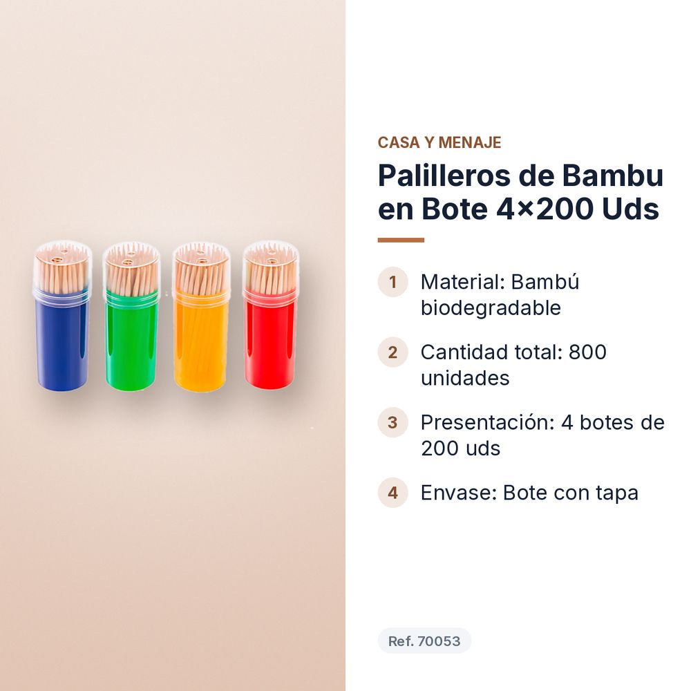 PALILLEROS DE BAMBU EN BOTE 4×200 UDS - características principales