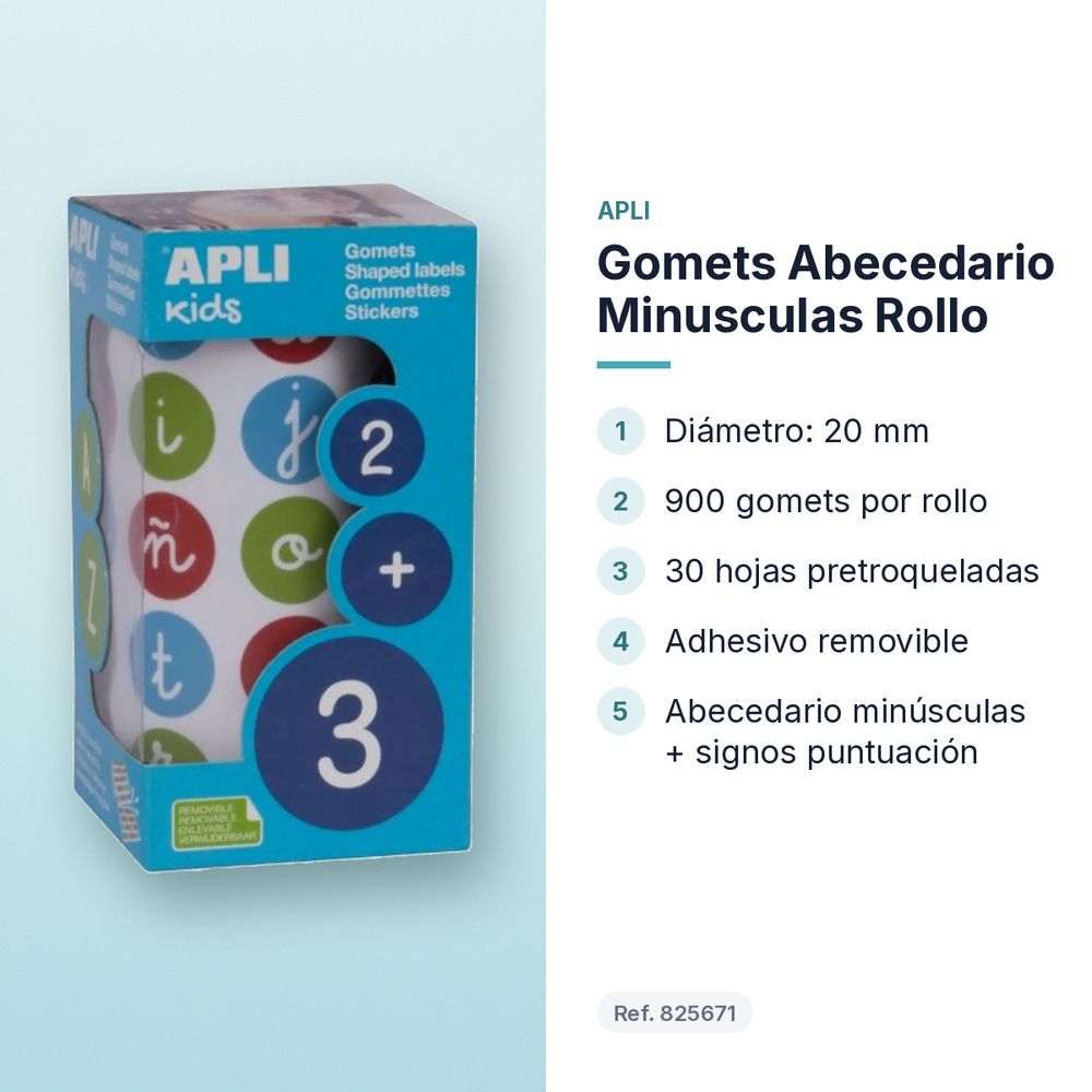 GOMETS ABECEDARIO MINUSCULAS ROLLO - características principales