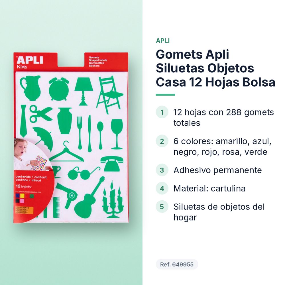 GOMETS APLI  SILUETAS OBJETOS CASA 12 HOJAS BOLSA - características principales