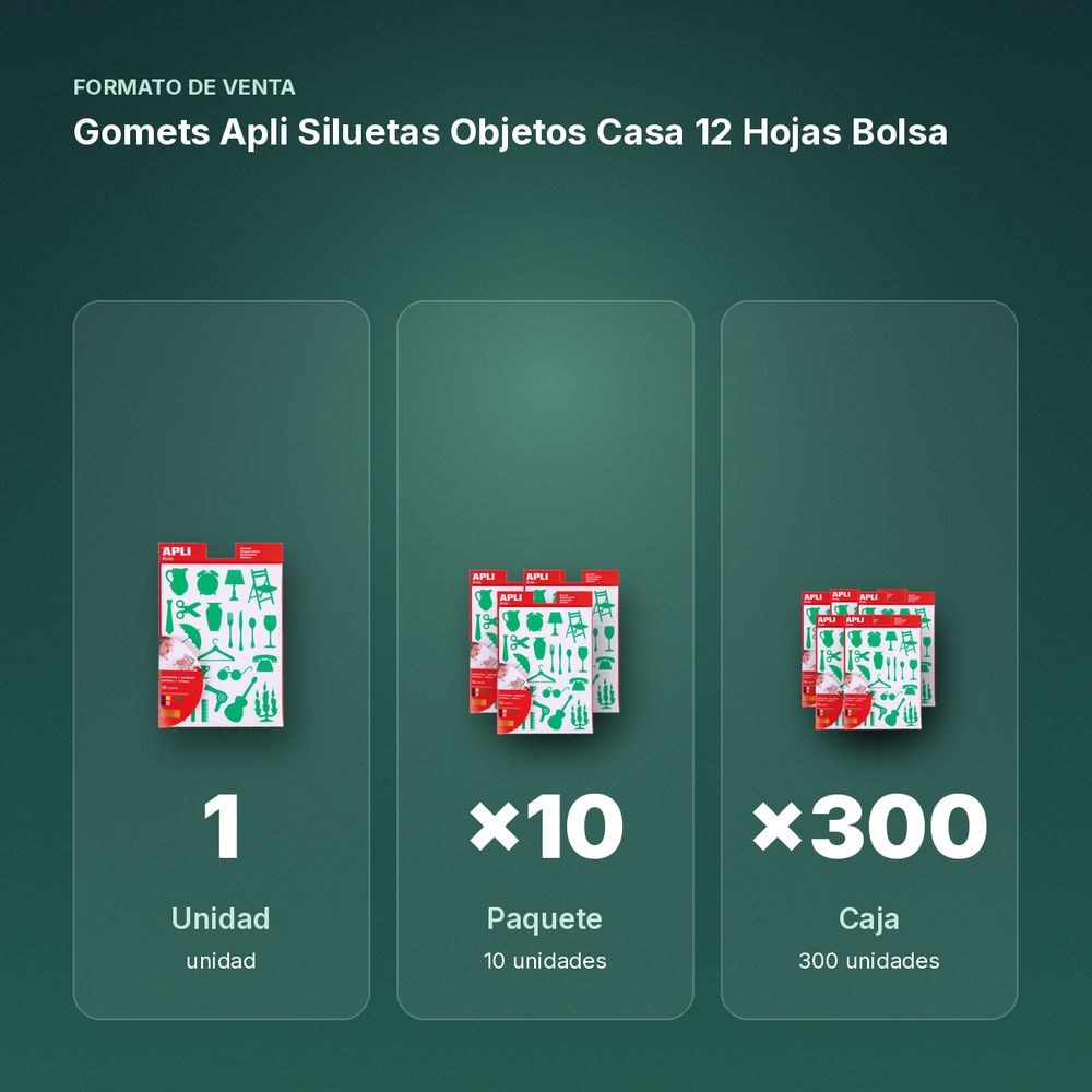 GOMETS APLI  SILUETAS OBJETOS CASA 12 HOJAS BOLSA - formato de venta: paquete de 10, caja de 300, palé de 12000