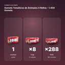GOMETS TEMÁTICOS DE ANIMALES 4 ROLLOS – 1.400 GOMETS - formato de venta: caja de 8, palé de 288