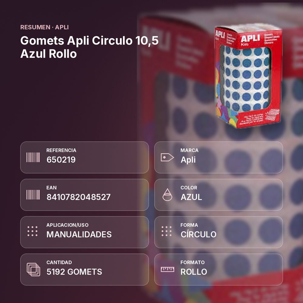 GOMETS APLI CIRCULO 10,5 AZUL ROLLO - resumen de atributos