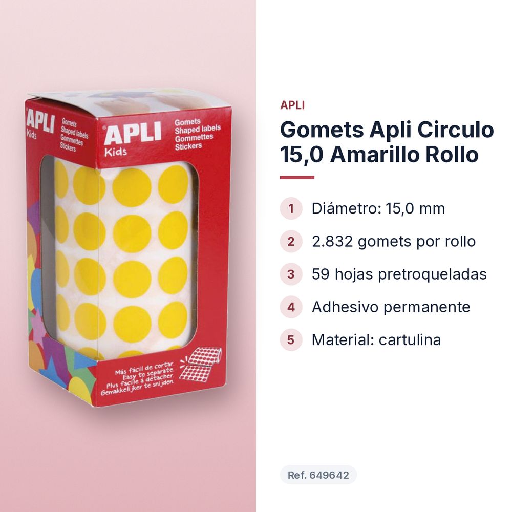 GOMETS APLI CIRCULO 15,0 AMARILLO ROLLO - características principales