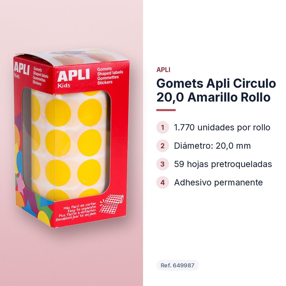 GOMETS APLI CIRCULO 20,0 AMARILLO ROLLO - características principales