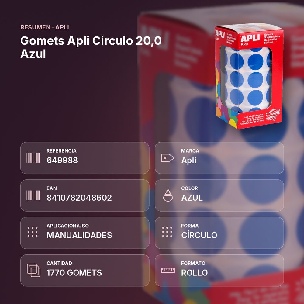 GOMETS APLI CIRCULO 20,0 AZUL - resumen de atributos