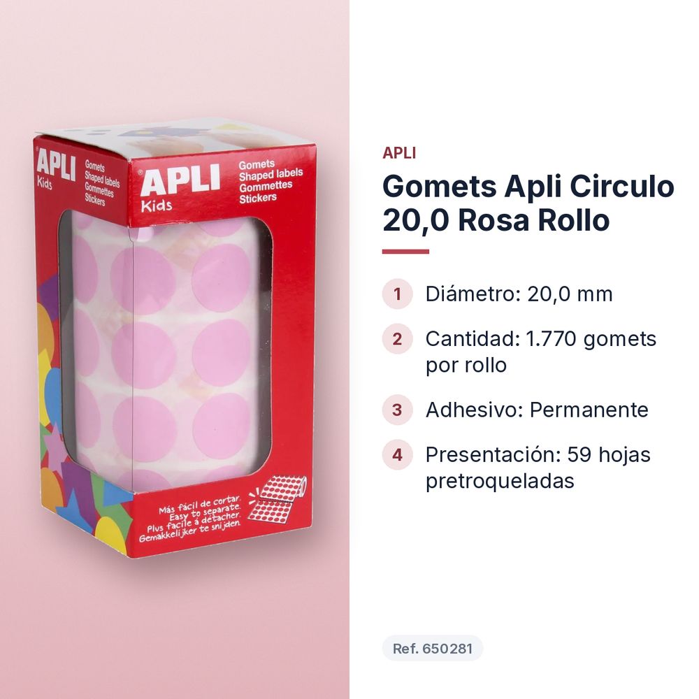 GOMETS APLI CIRCULO 20,0 ROSA ROLLO - características principales