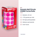 GOMETS APLI CIRCULO 20MM FUCSIA ROLLO - características principales