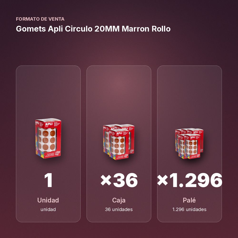 GOMETS APLI CIRCULO 20MM MARRON ROLLO - formato de venta: caja de 36, palé de 1296