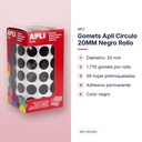 GOMETS APLI CIRCULO 20MM NEGRO ROLLO - características principales