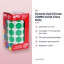 GOMETS APLI CIRCULO 20MM VERDE CLARO  ROLLO - características principales