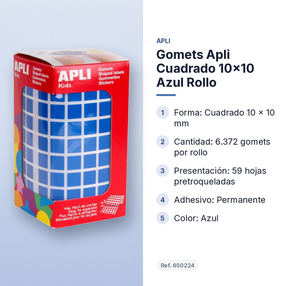 GOMETS APLI CUADRADO 10X10 AZUL ROLLO - características principales