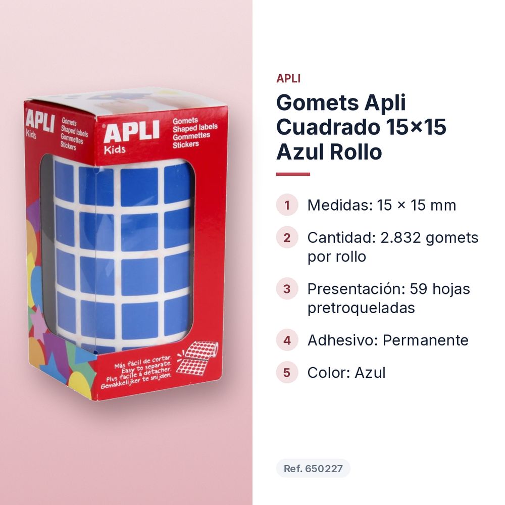 GOMETS APLI CUADRADO 15X15 AZUL ROLLO - características principales